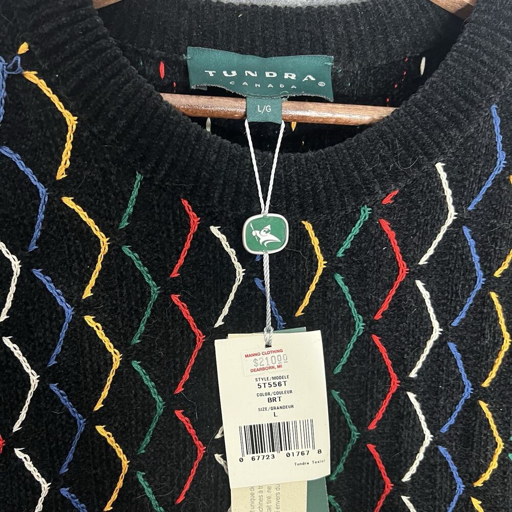 NWT Tundra Sweater L Colorful Coogi Style Knit Biggie Hip Hop Streetwear